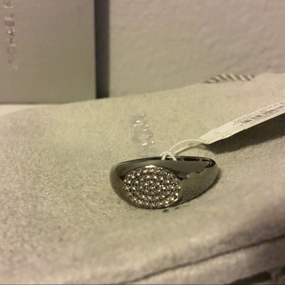 Michael Kors~Black Rhodium-Plated Sterling Silver Signet Ring - Picture 2 of 5